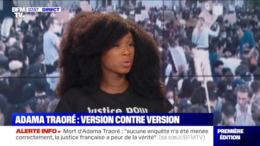 Image : Assa Traoré, demi-soeur d'Adama Traoré, le 3 juin 2020