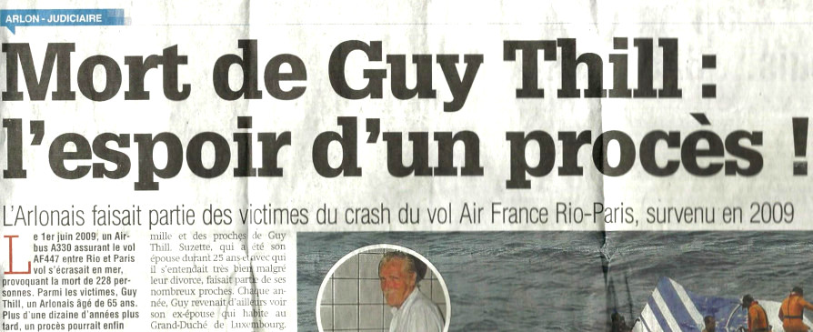 Image : journal La Meuse du 1er février 2021 (page 4) sur le crash de l'AF447 Rio-Paris