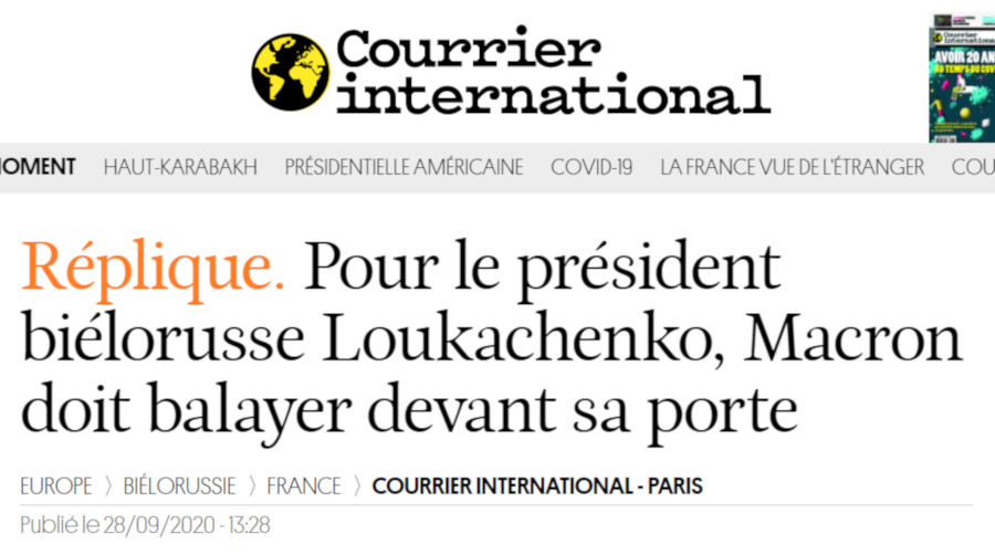 Image : Loukachenko : « Macron doit balayer devant sa porte » (Courrier international)